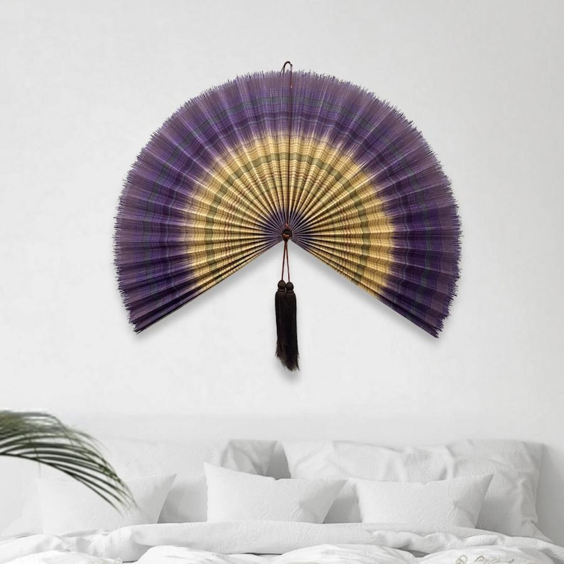 Handmade Bamboo Wall Fan – Lavender Tone
