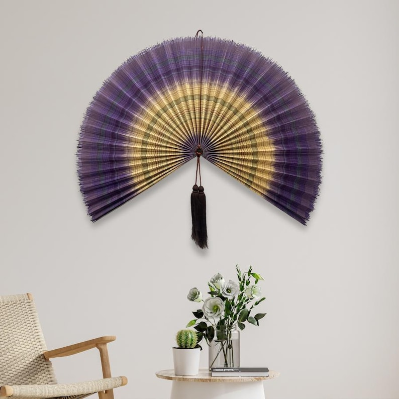 Handmade Bamboo Wall Fan – Lavender Tone