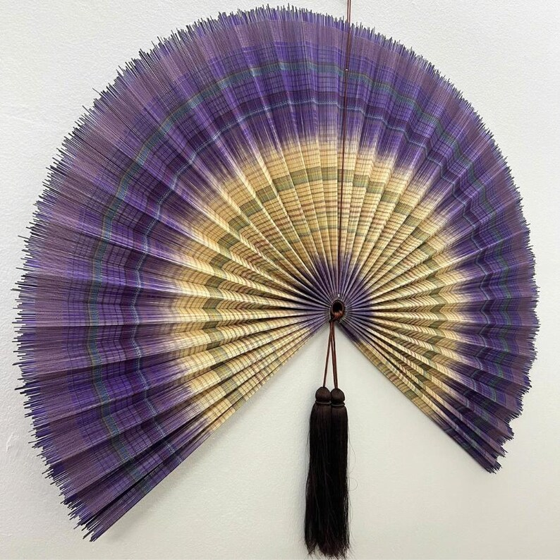 Handmade Bamboo Wall Fan – Lavender Tone