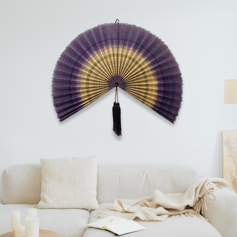 Handmade Bamboo Wall Fan – Lavender Tone