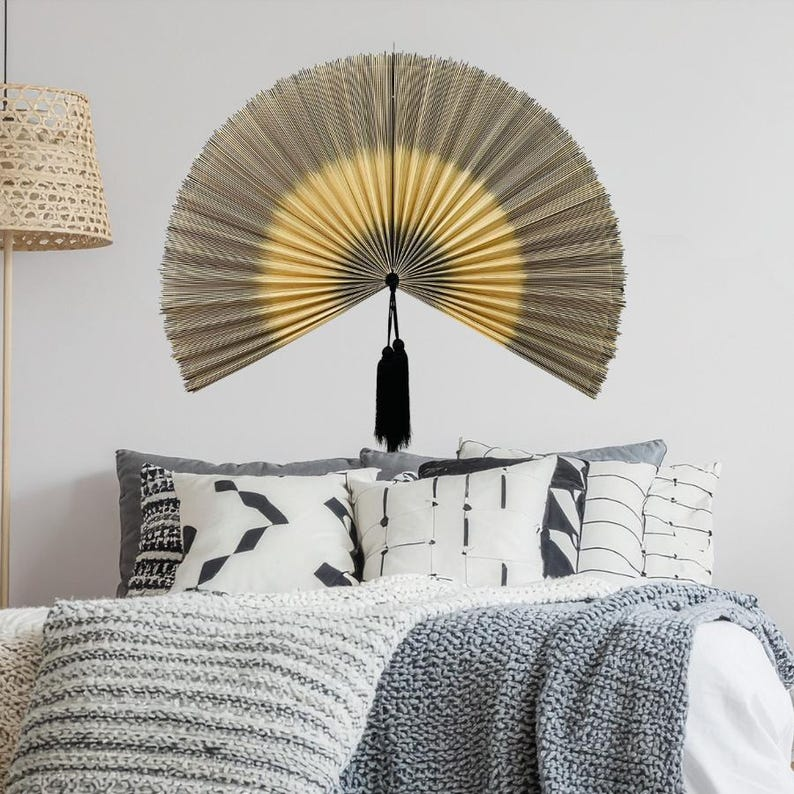Minimalist Bamboo Wall Fan – Grey & Natural