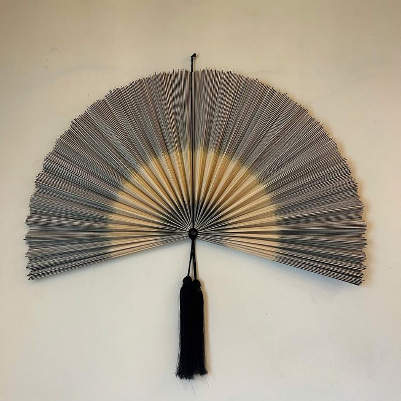 Minimalist Bamboo Wall Fan – Grey & Natural