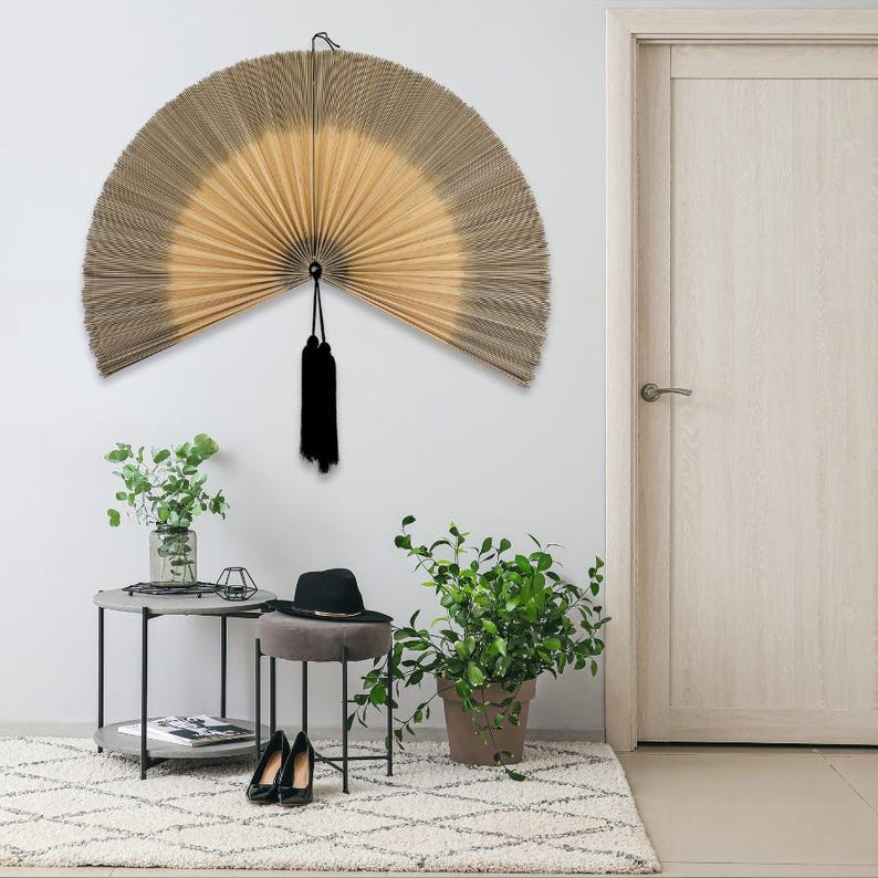 Minimalist Bamboo Wall Fan – Grey & Natural