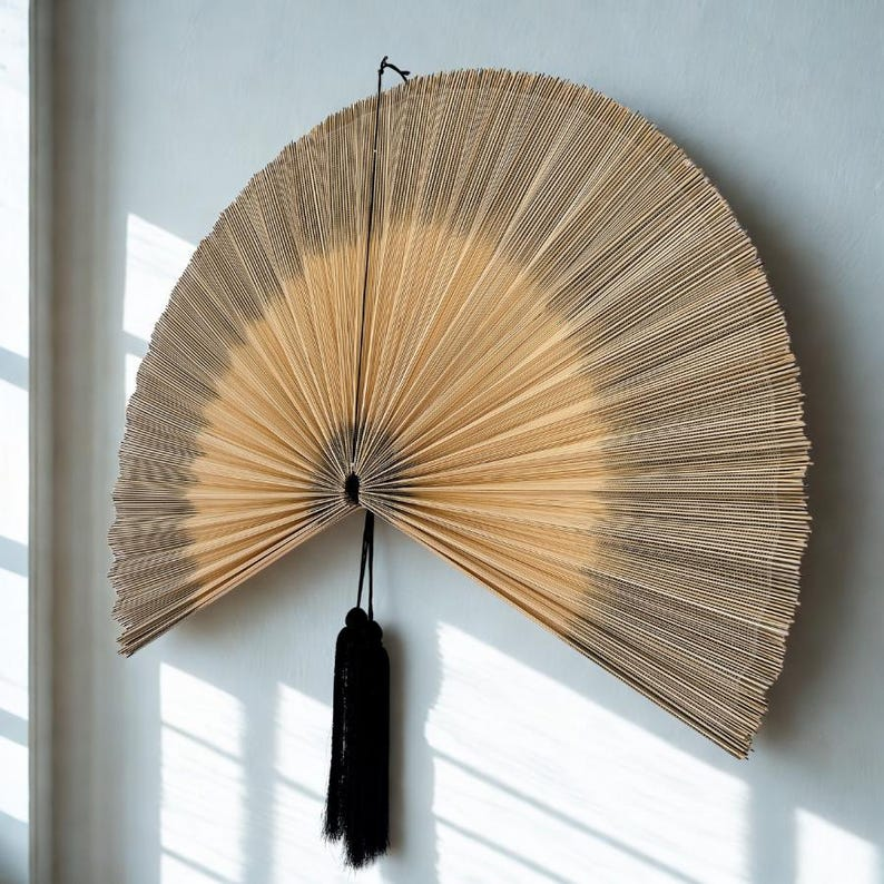 Minimalist Bamboo Wall Fan – Grey & Natural