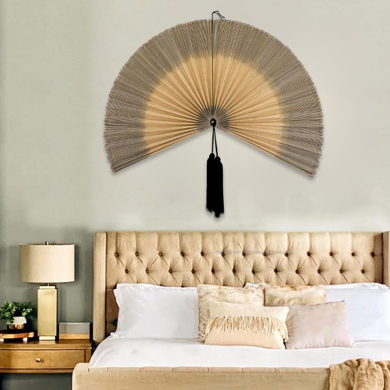 Minimalist Bamboo Wall Fan – Grey & Natural