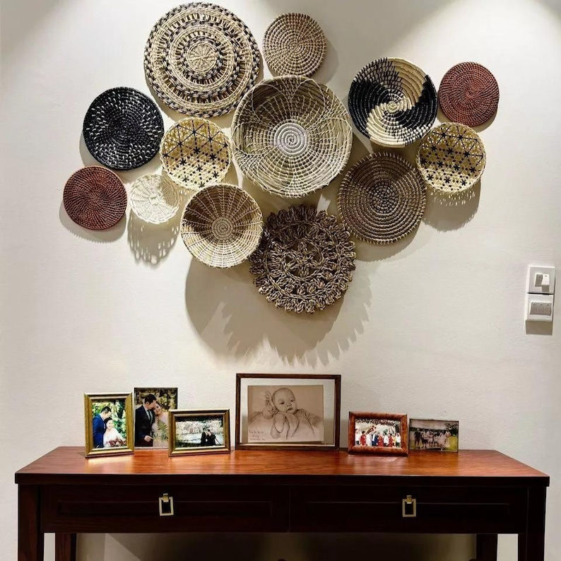 Woven Seagrass Wall Basket Set – 13 Pieces