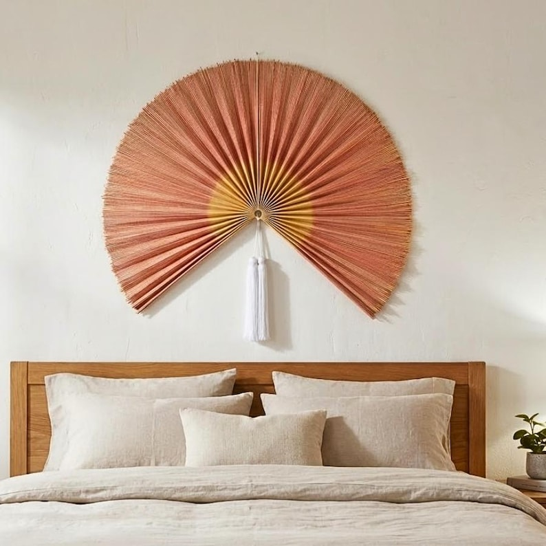 Large Handwoven Bamboo Wall Fan