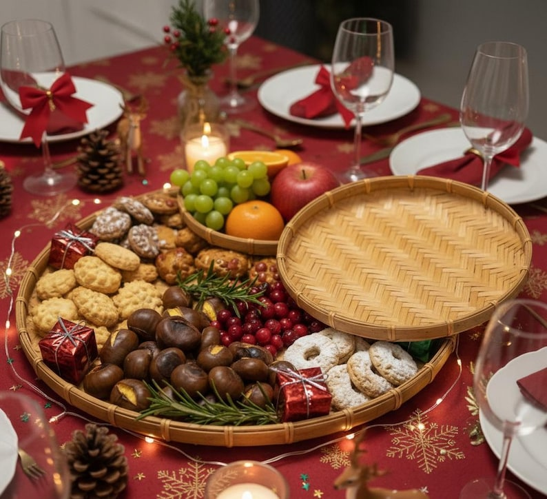 Handwoven Bamboo Flat Basket Set