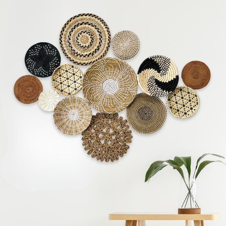 Woven Seagrass Wall Basket Set – 13 Pieces