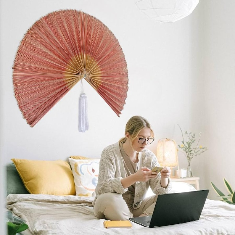 Large Handwoven Bamboo Wall Fan