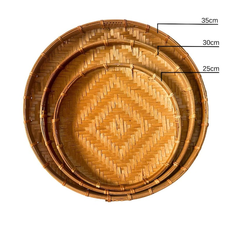 Handwoven Bamboo Flat Basket Set