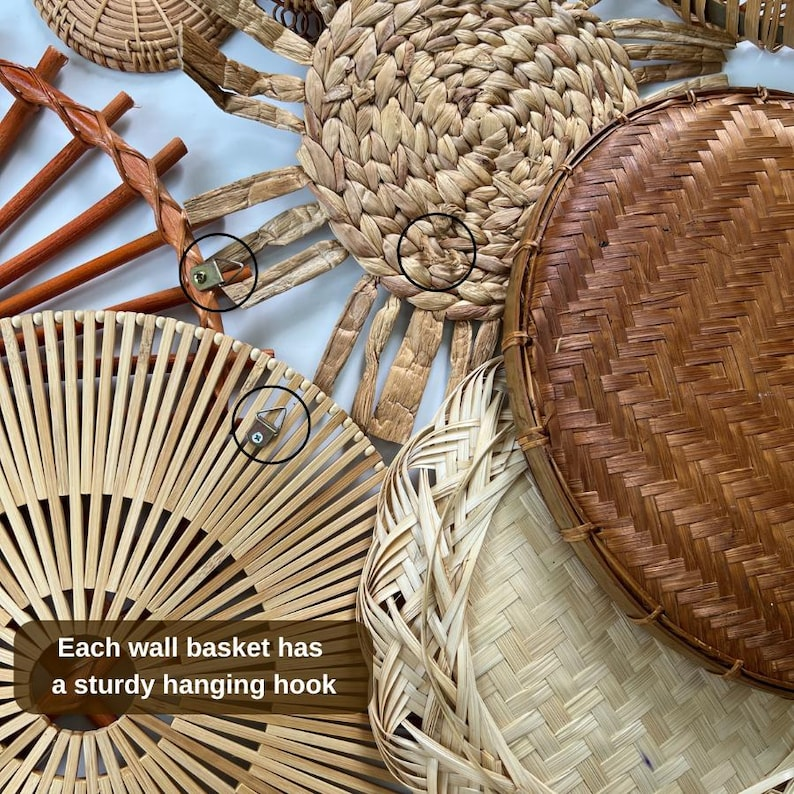 Boho Woven Wall Basket Set – 9 Pieces