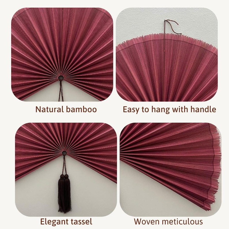 Handmade Pink Bamboo Wall Fan – 40 Inches