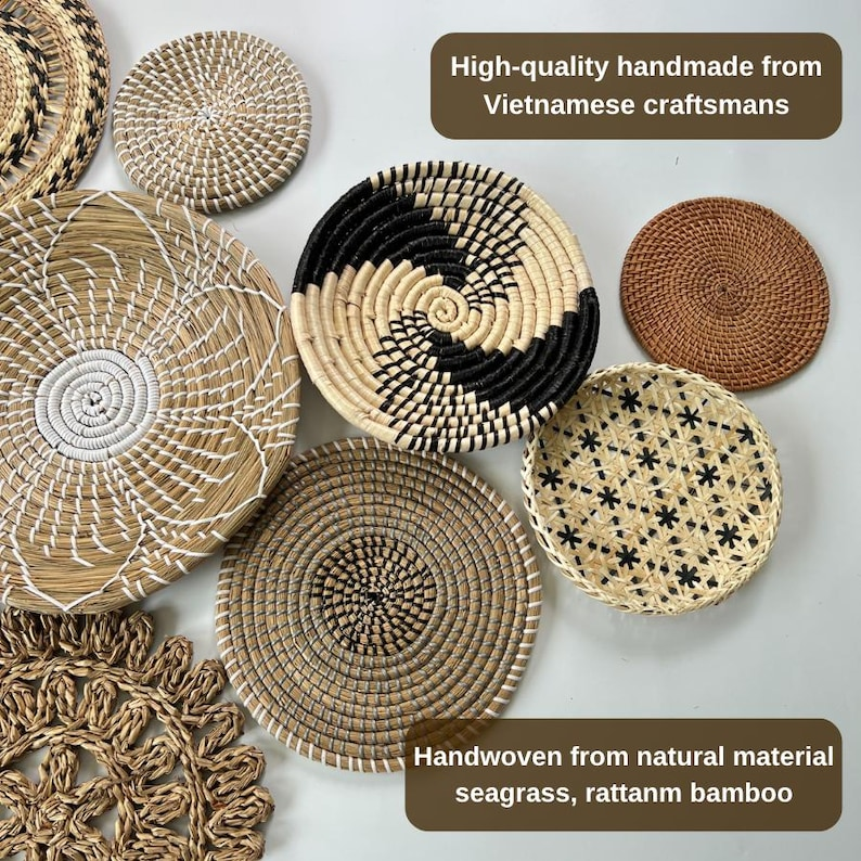 Woven Seagrass Wall Basket Set – 13 Pieces