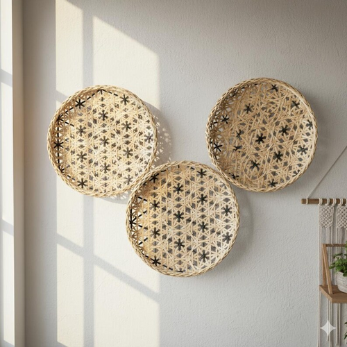 Bamboo Snowflake Flat Basket