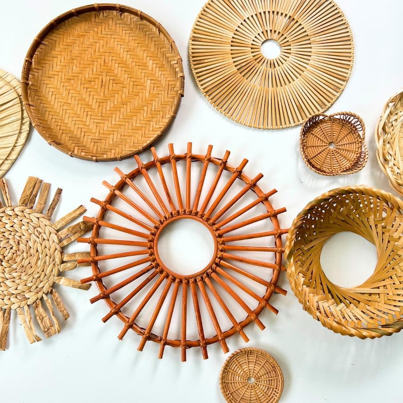 Boho Woven Wall Basket Set – 9 Pieces