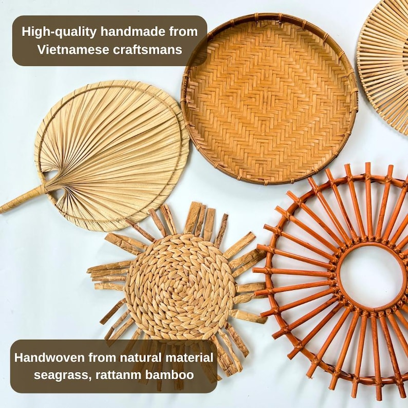 Boho Woven Wall Basket Set – 9 Pieces