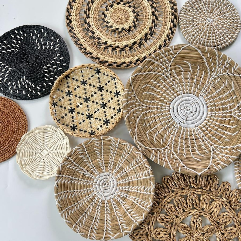 Woven Seagrass Wall Basket Set – 13 Pieces