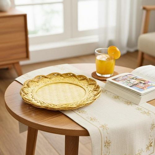 Flower Shape Bamboo Flat Basket