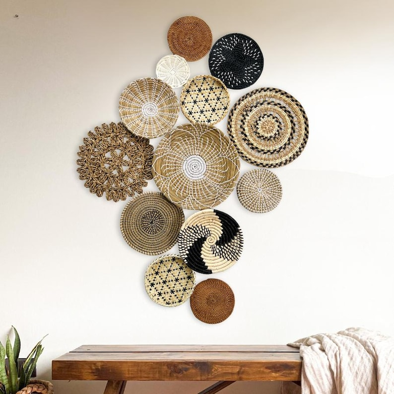 Woven Seagrass Wall Basket Set – 13 Pieces