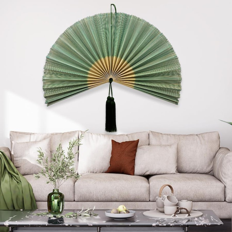 Handmade Colorful Bamboo Wall Fan – 40 Inches