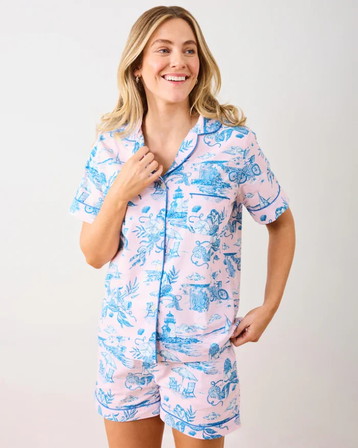 Short PJ Set in Mermaid Toile - Image 3