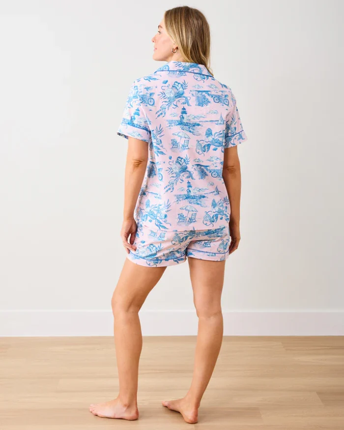 Short PJ Set in Mermaid Toile - Image 4