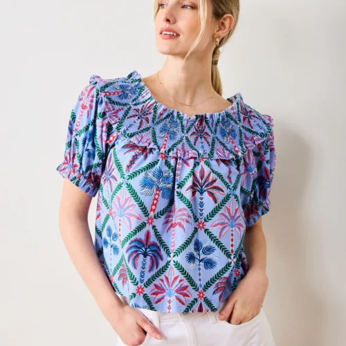 Ximena Blouse in Palm Tree Paradise