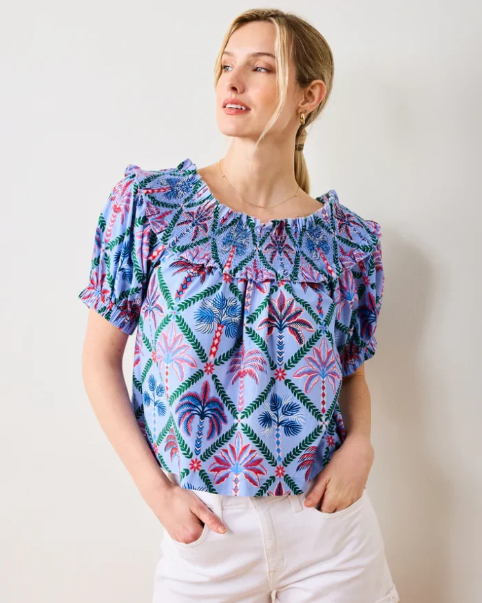 Ximena Blouse in Palm Tree Paradise