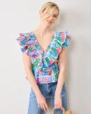 Lola Blouse in Stained Glass Sea