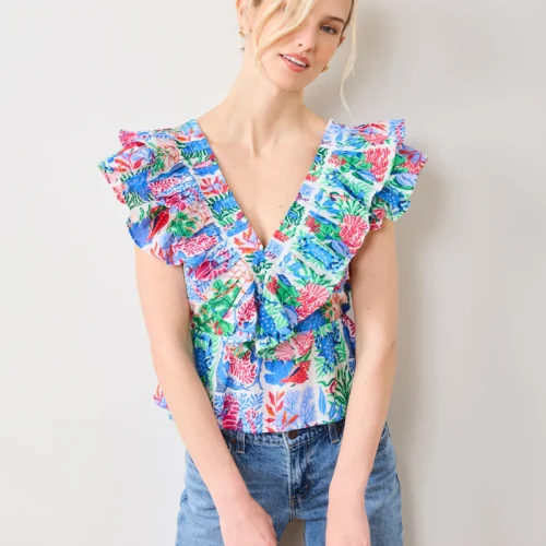 Lola Blouse in Stained Glass Sea