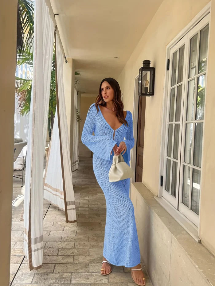 Crochet Knit Maxi Dress - Image 19