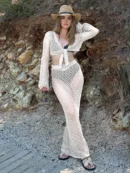 Knit Mesh Cutout Maxi Dress