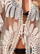 Flower Embroidery Sheer Kimono