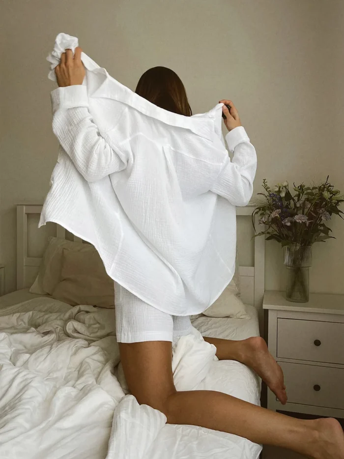 Crinkle Cotton Pajama Set - Image 3