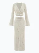 Knit Mesh Cutout Maxi Dress