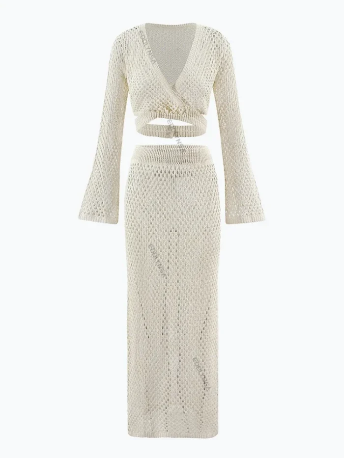 Knit Mesh Cutout Maxi Dress - Image 5