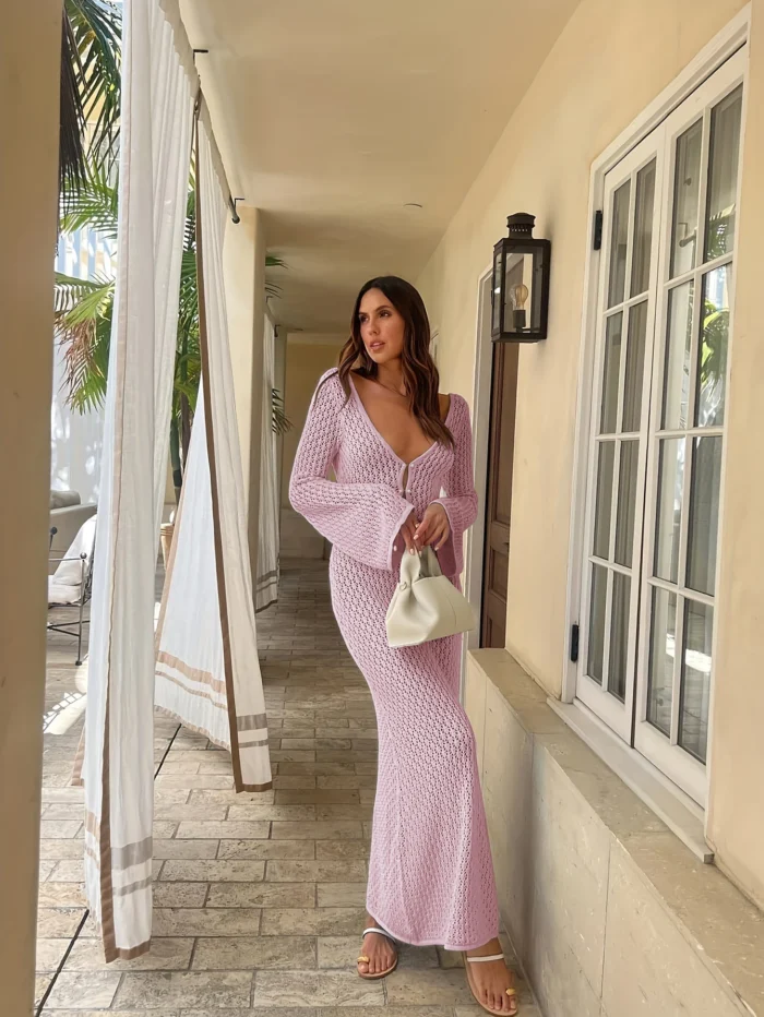 Crochet Knit Maxi Dress - Image 7
