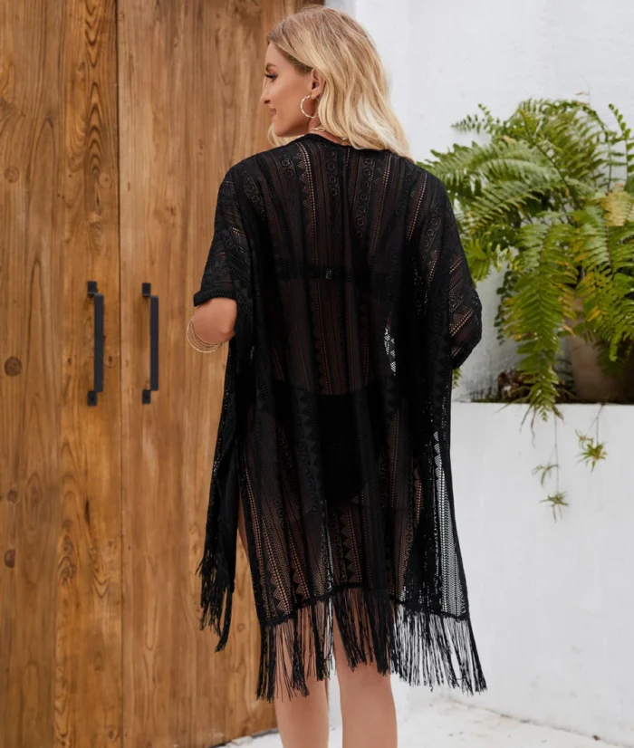 Woven Fringe Hem Kimono - Image 10