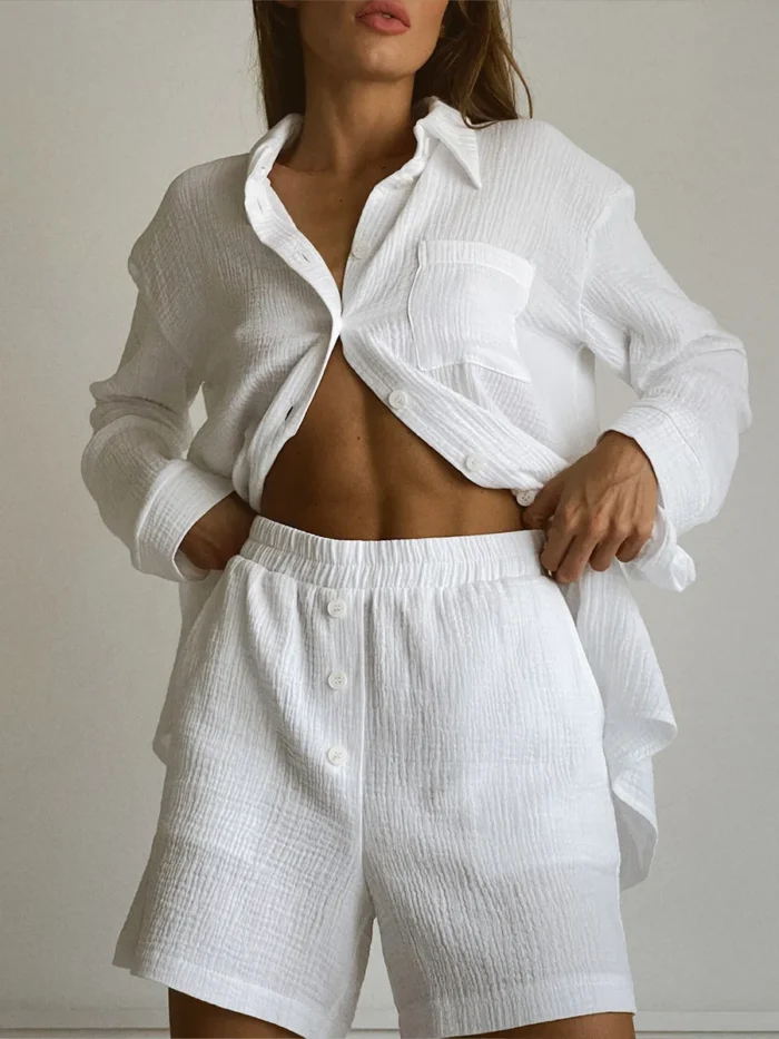Crinkle Cotton Pajama Set