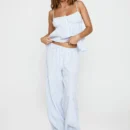 Striped Ruffled Cami and Pants Set
