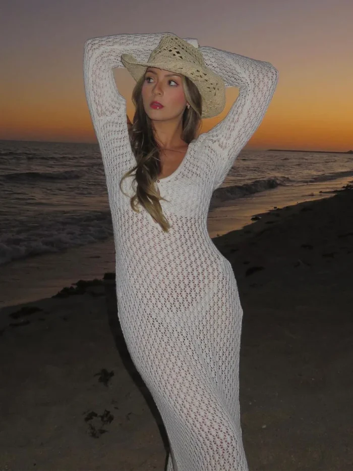Crochet Knit Maxi Dress - Image 2