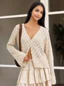 Lace Trim Button-Up Cardigan