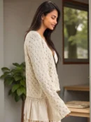 Lace Trim Button-Up Cardigan