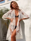 Flower Embroidery Sheer Kimono