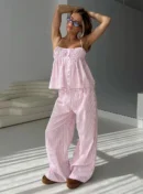 Striped Ruffled Cami and Pants Set