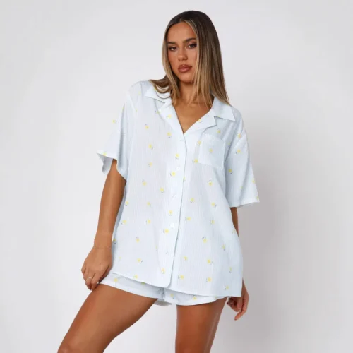 Striped Print Pajama Set