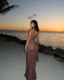 Sheer Mesh Halter Maxi Dress