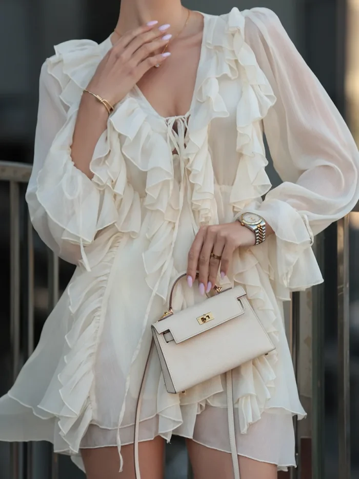 Frill Tiered Mini Dress - Image 5