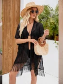 Woven Fringe Hem Kimono